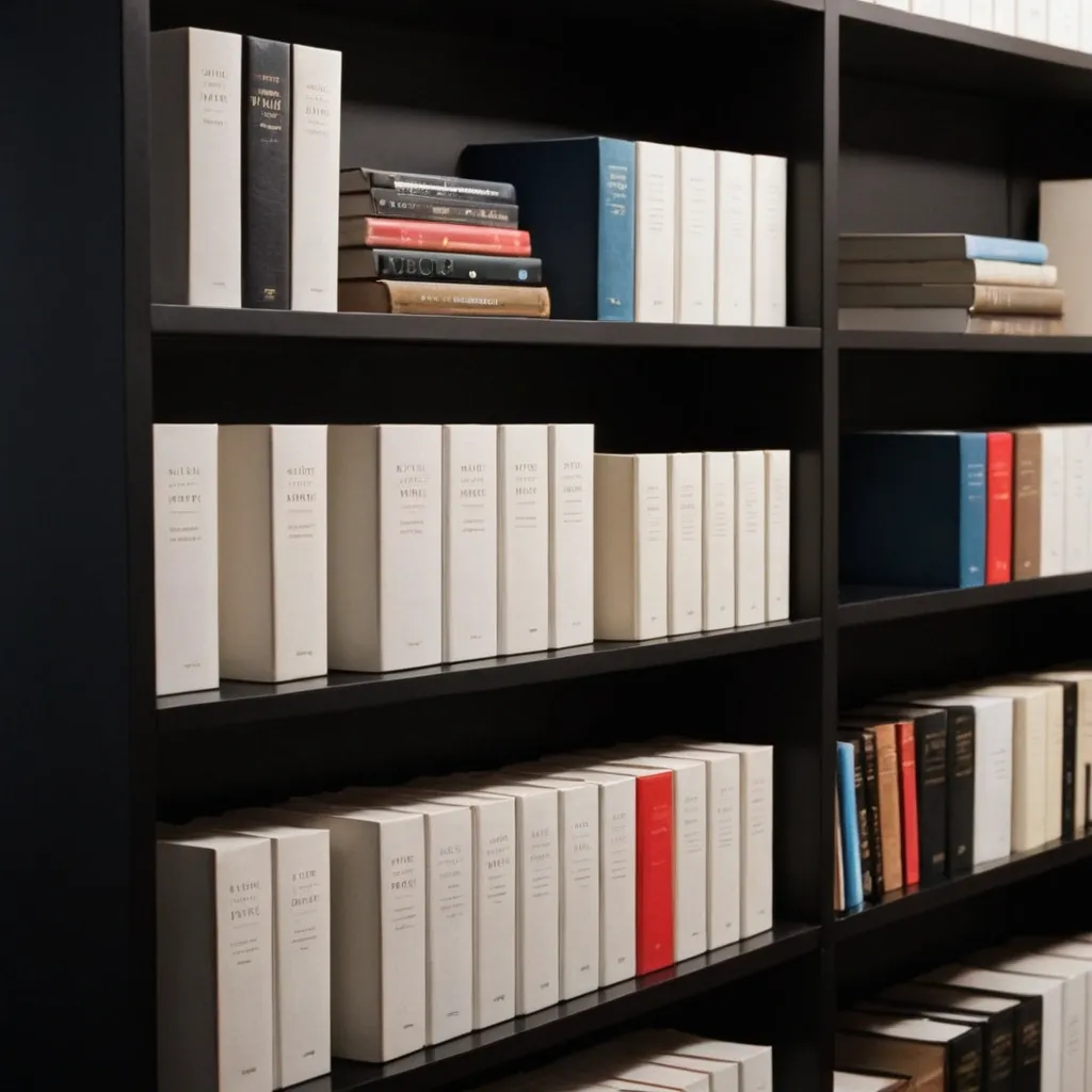 detailed photo of monocolor books on shelves