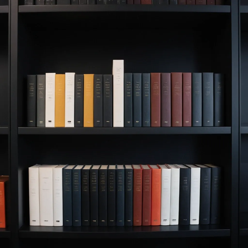 detailed photo of monocolor books on shelves