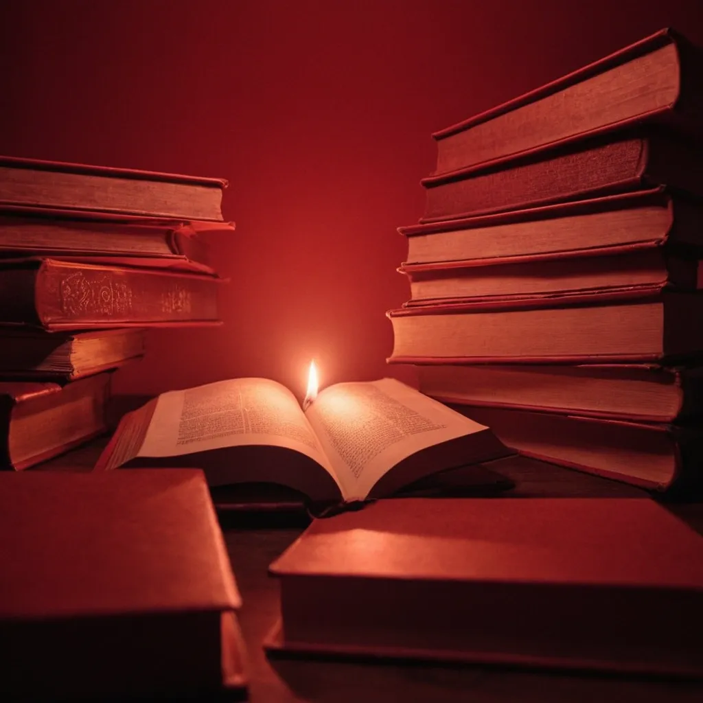 detailed photo of red books