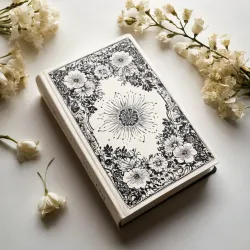 photo of #4 white book with black floral pattern
