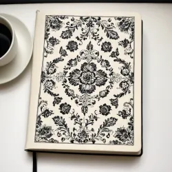 photo of #4 white book with black floral pattern