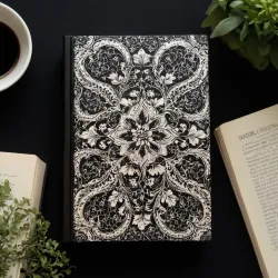 photo of #4 white book with black floral pattern