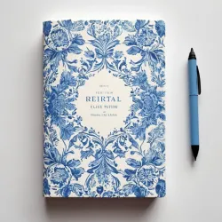 photo of #5 white book with blue floral pattern