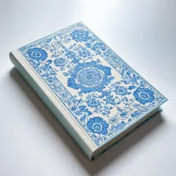 photo of #5 white book with blue floral pattern
