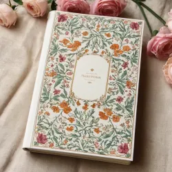 photo of #6 white book with floral pattern