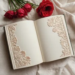 photo of #6 white book with floral pattern