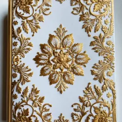 photo of #7 white book with golden floral pattern