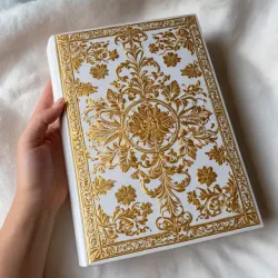 photo of #7 white book with golden floral pattern