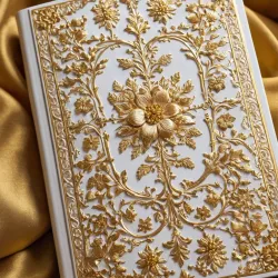 photo of #7 white book with golden floral pattern