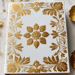 photo of #7 white book with golden floral pattern