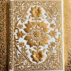 photo of #7 white book with golden floral pattern