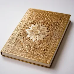 photo of #7 white book with golden floral pattern