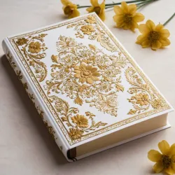 photo of #7 white book with golden floral pattern