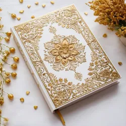 photo of #7 white book with golden floral pattern