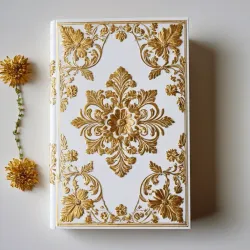 photo of #7 white book with golden floral pattern