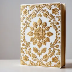 photo of #7 white book with golden floral pattern