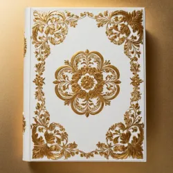 photo of #7 white book with golden floral pattern