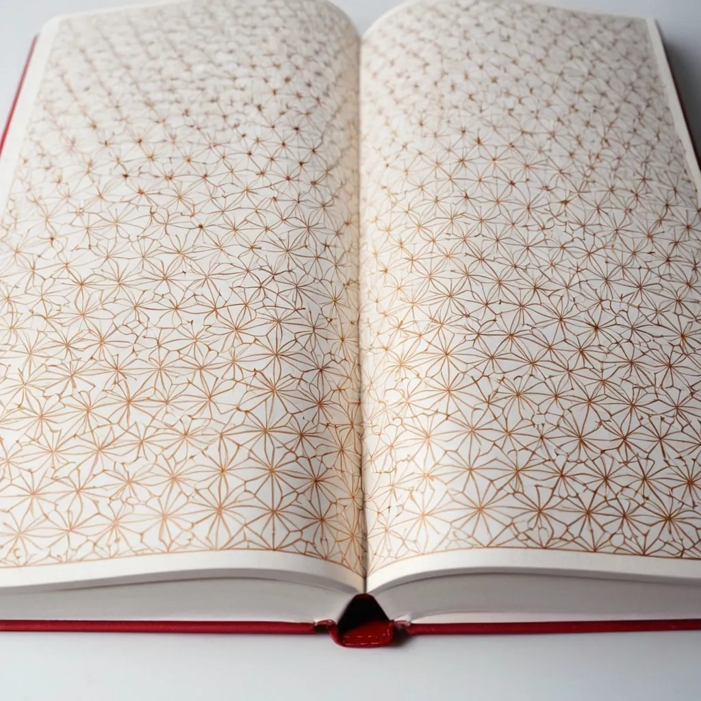 detailed photo of white book with golden geometrical pattern