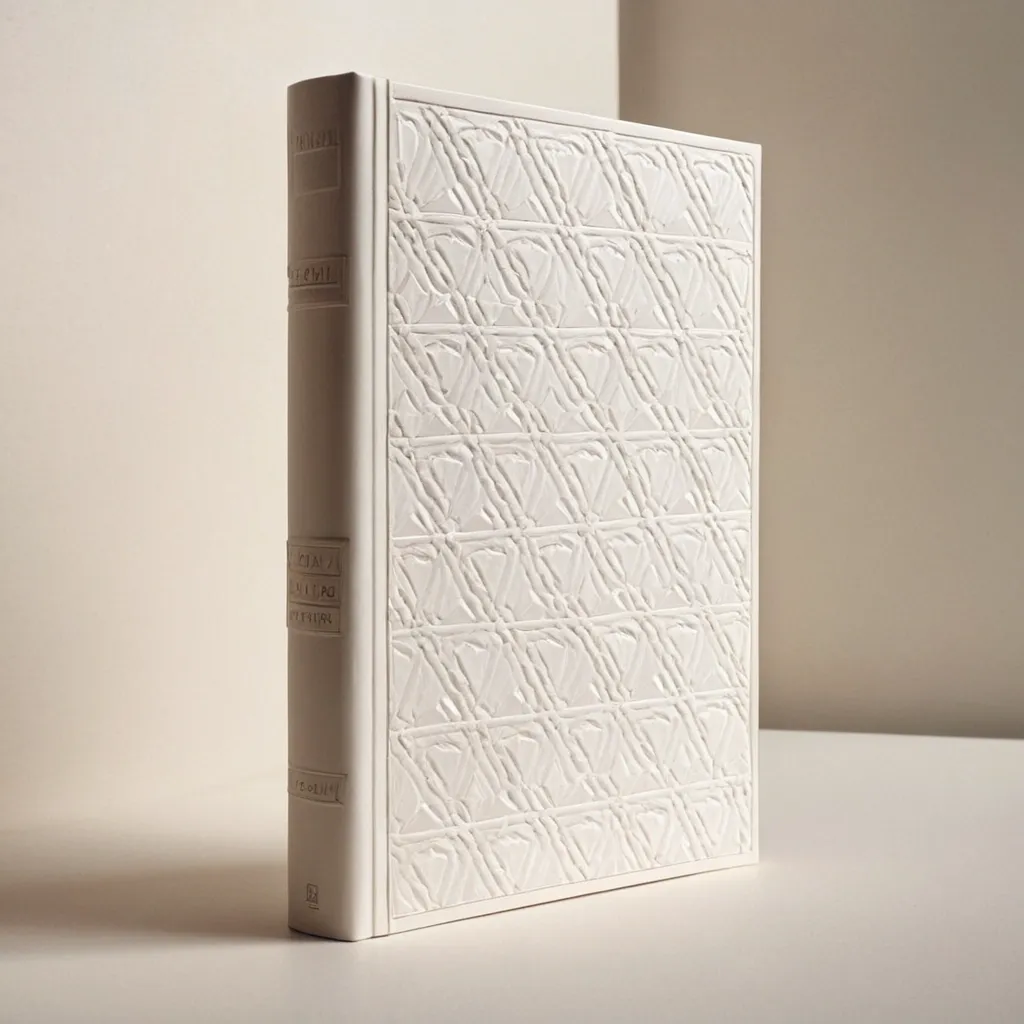 detailed photo of white book with golden geometrical pattern