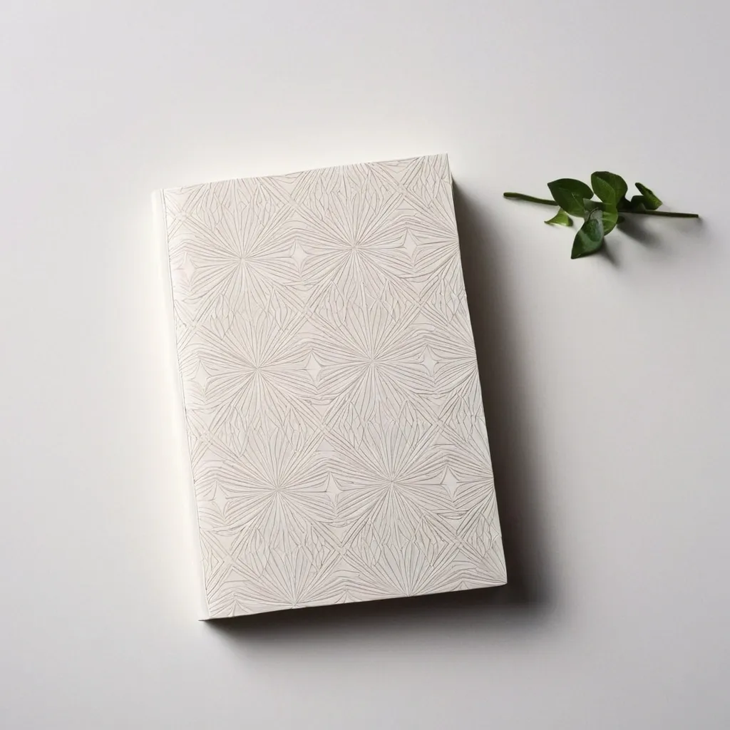 detailed photo of white book with golden geometrical pattern
