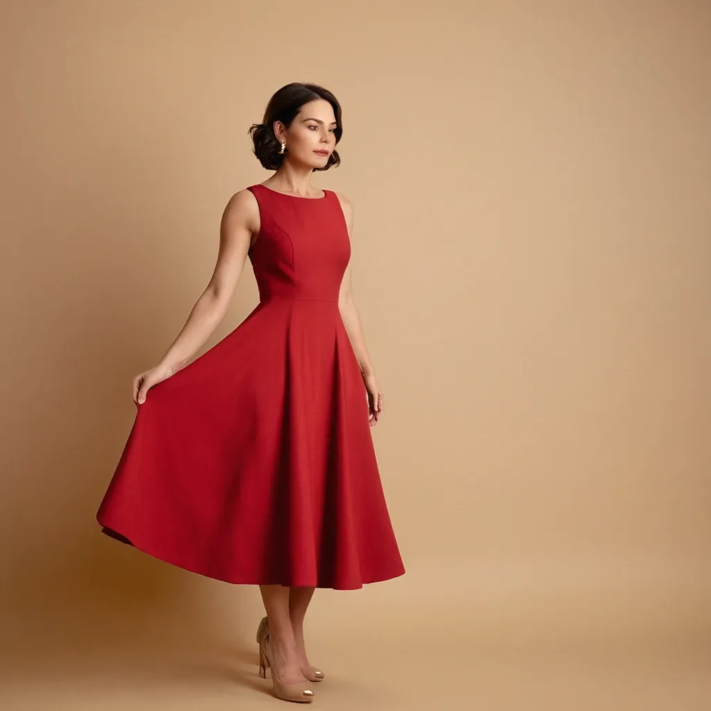 detailed photo of cherry red A Type dress