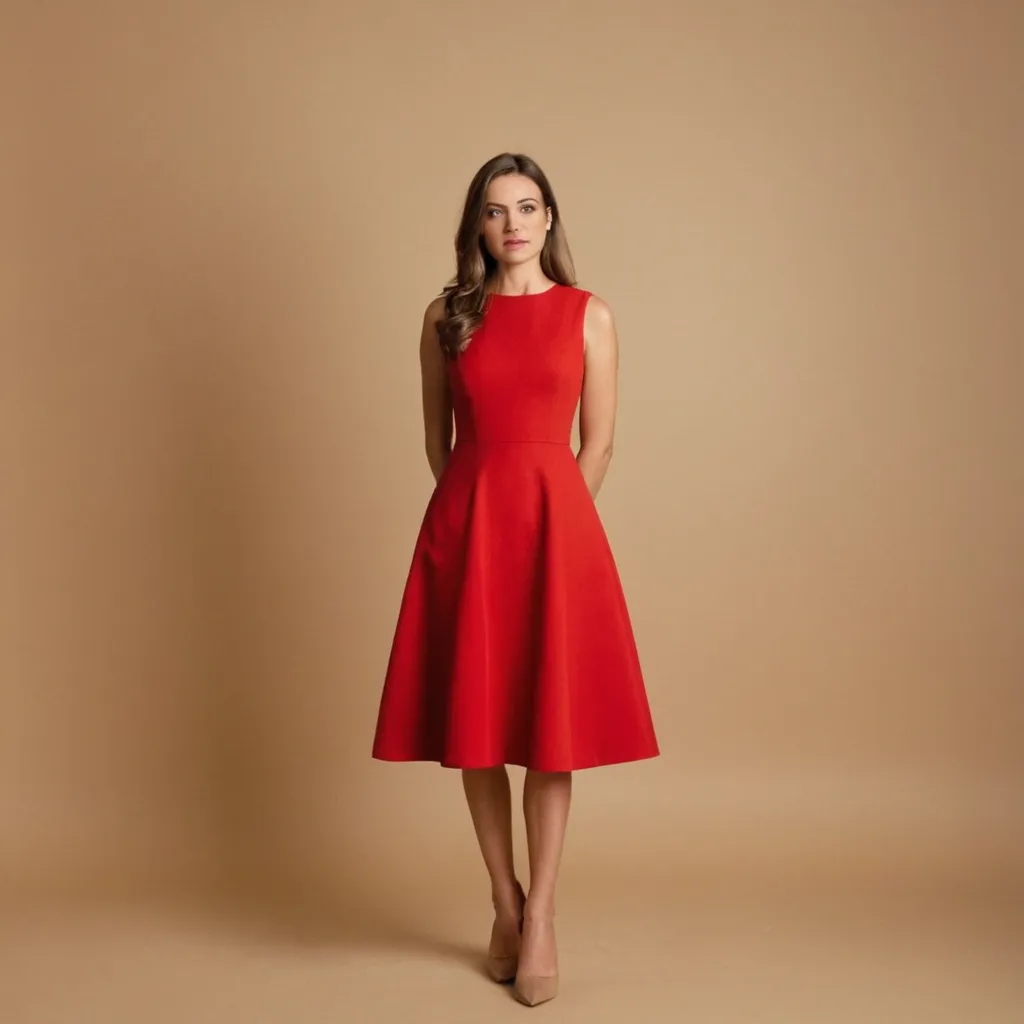 detailed photo of red A Type dress