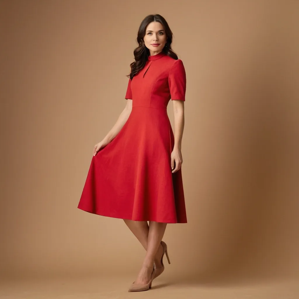 detailed photo of red A Type dress