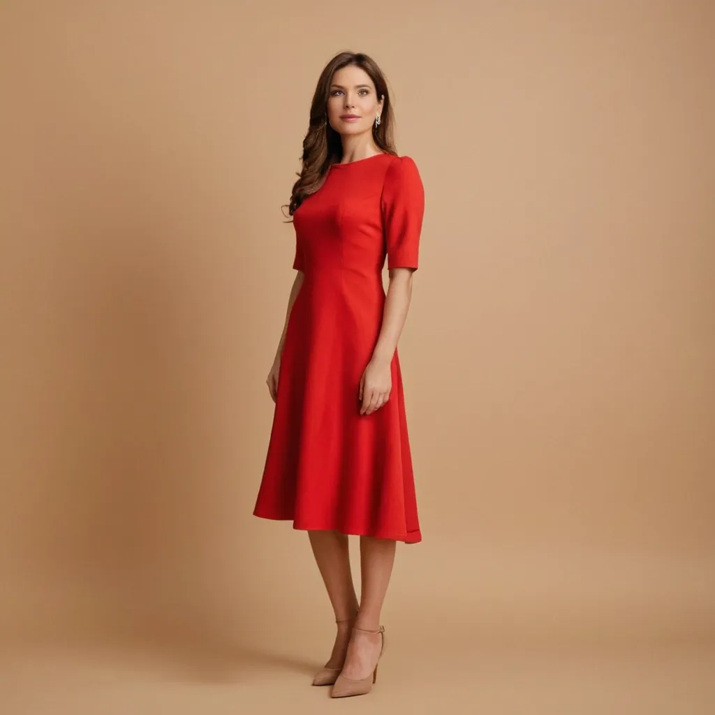 detailed photo of red A Type dress