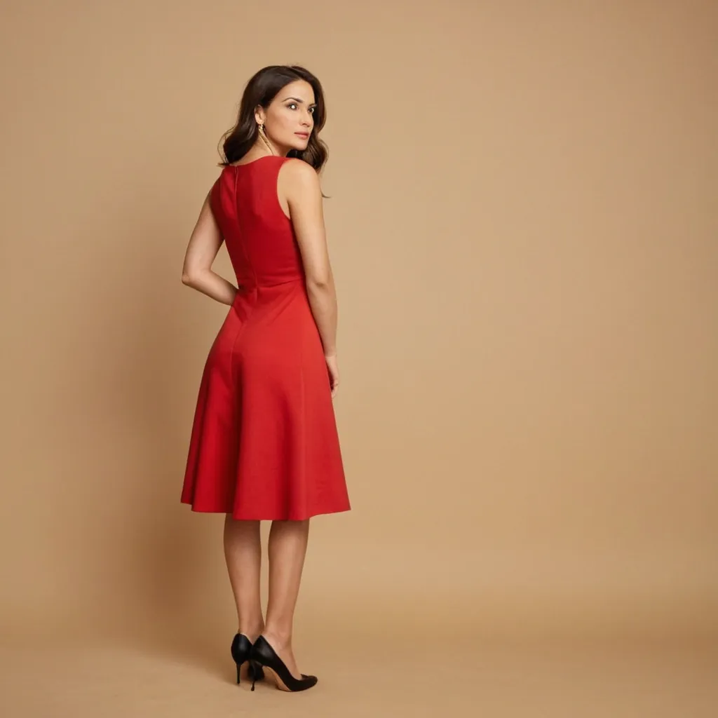 detailed photo of red A Type dress