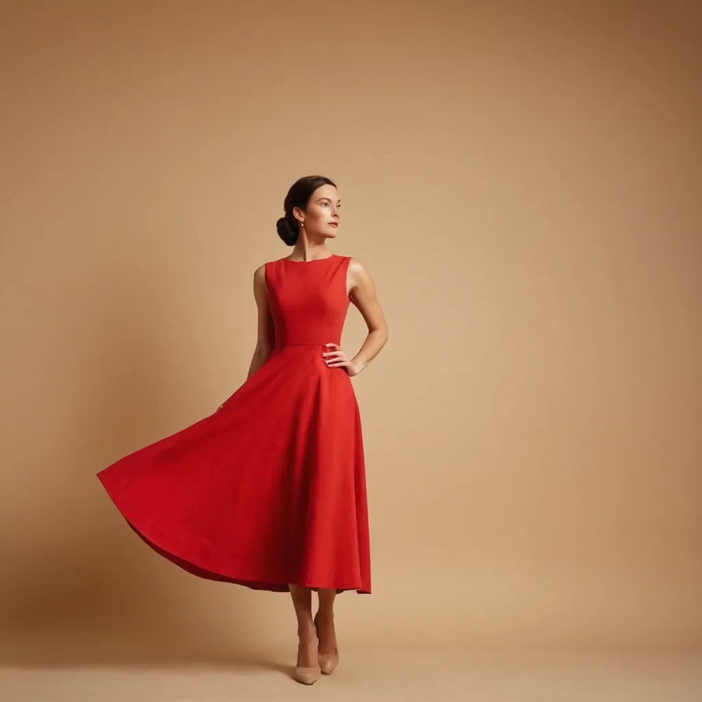 detailed photo of red A Type dress