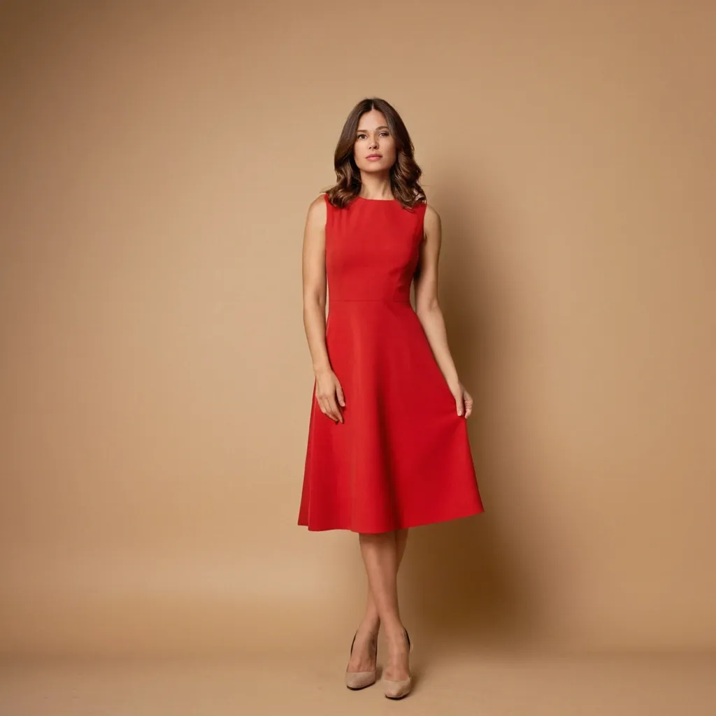 detailed photo of red A Type dress