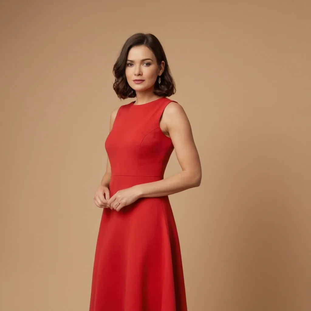 detailed photo of red A Type dress