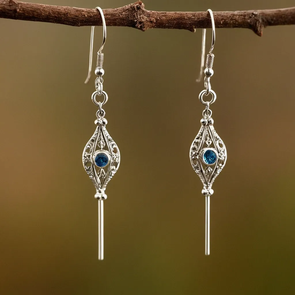 detailed photo of silver earrings