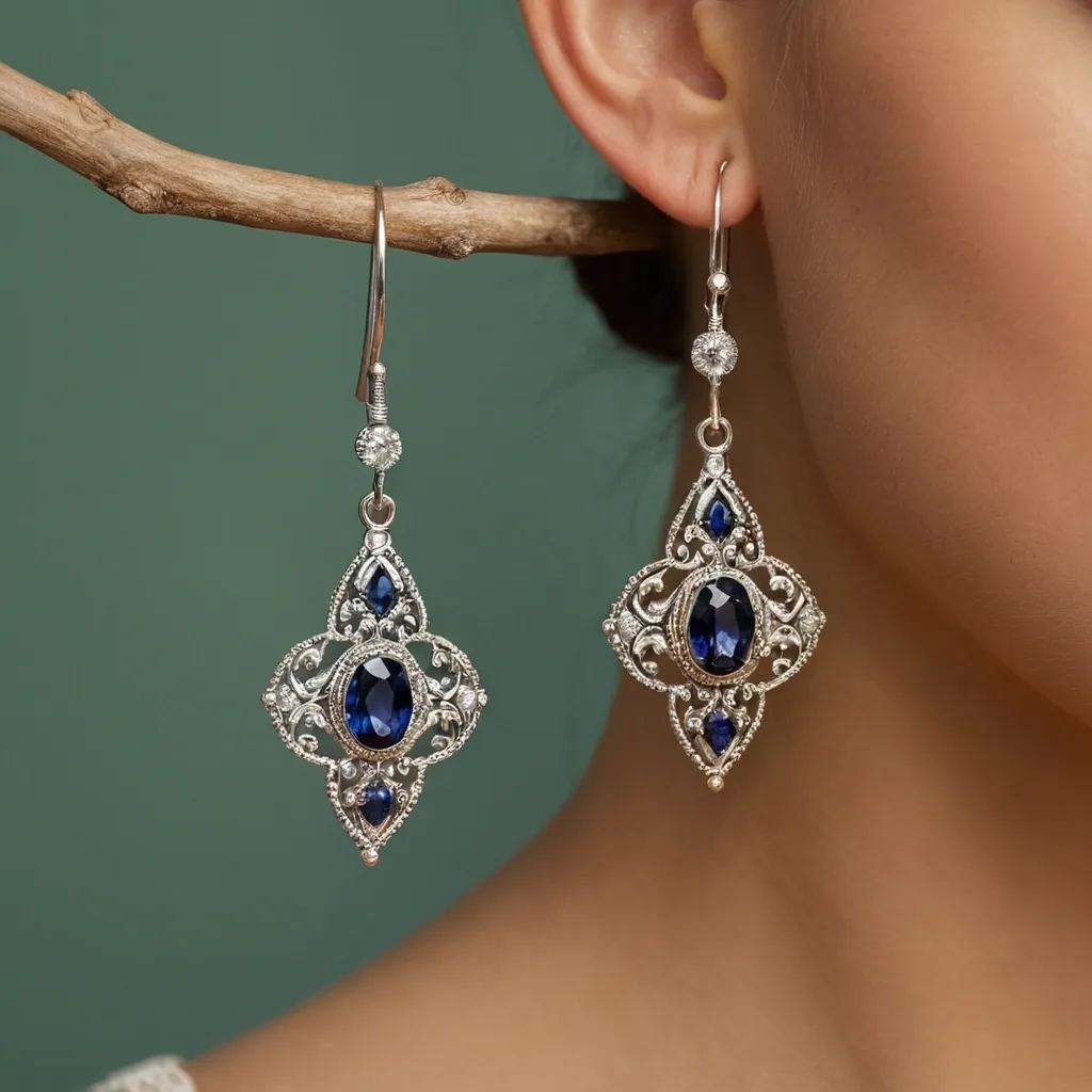 detailed photo of silver earrings
