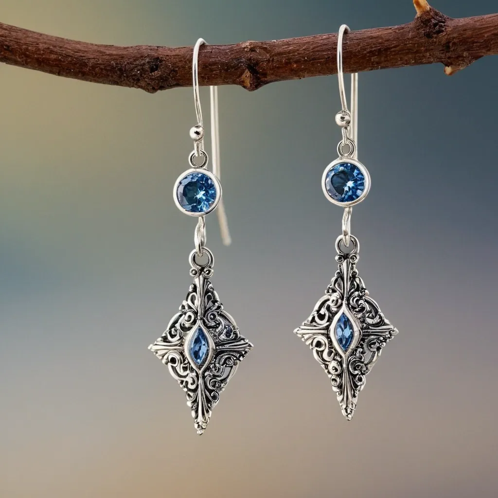 detailed photo of silver earrings