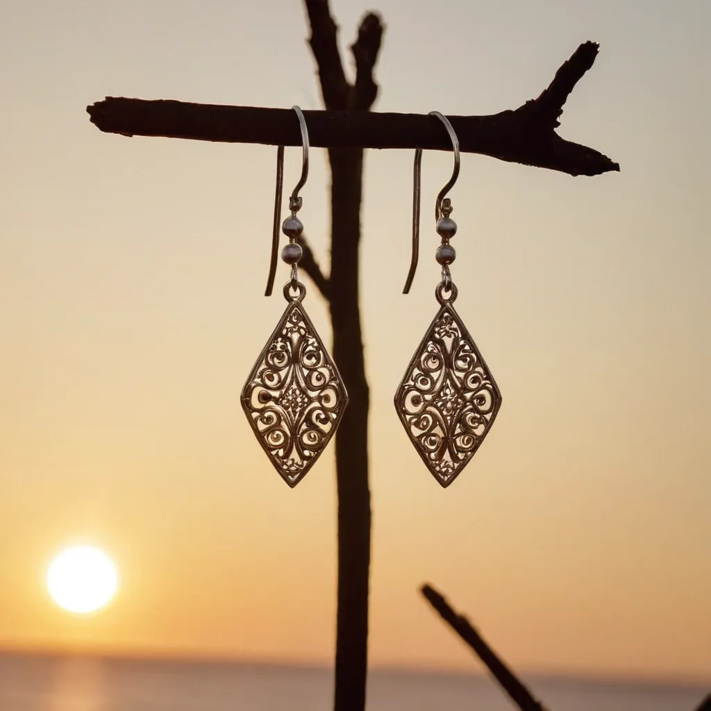 detailed photo of silver earrings