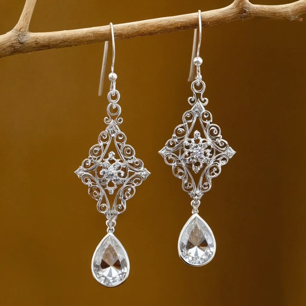 detailed photo of silver earrings