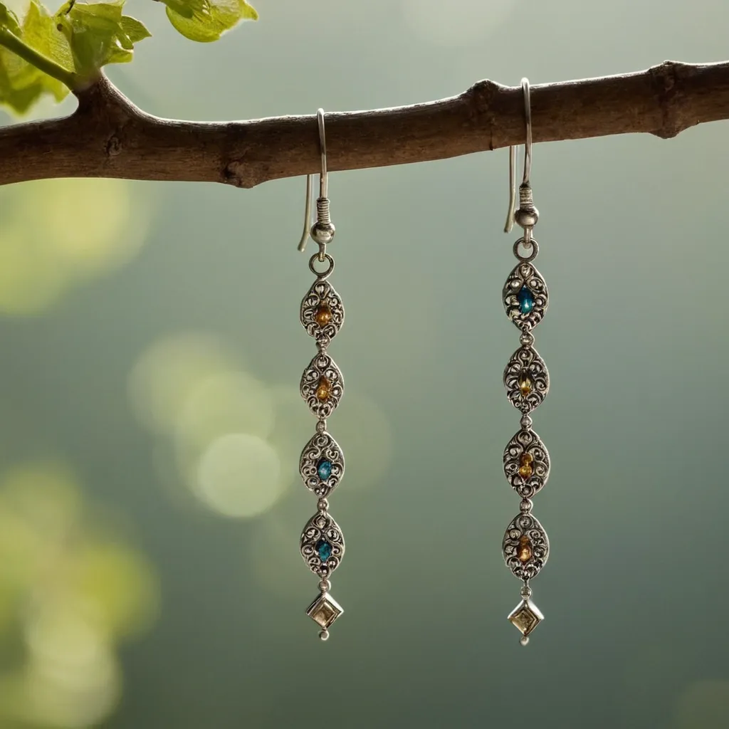 detailed photo of silver earrings
