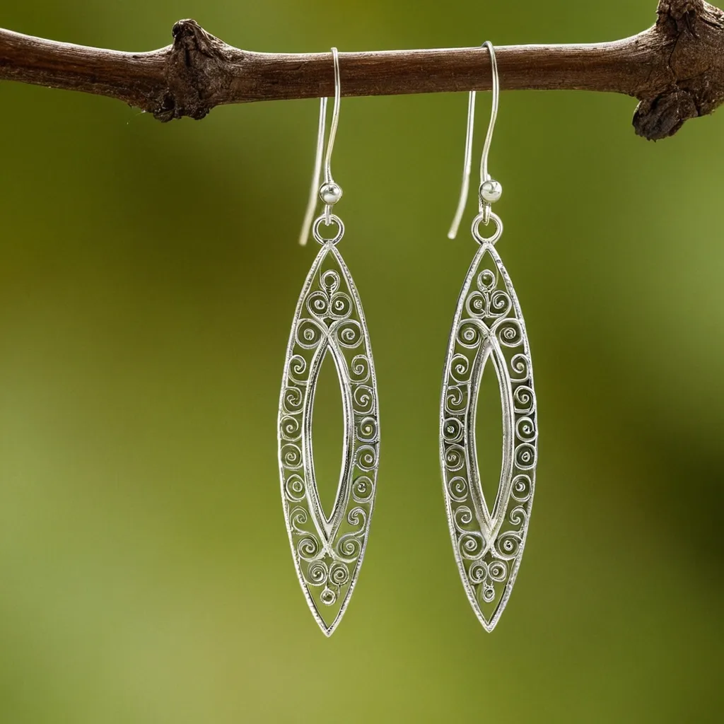 detailed photo of silver earrings