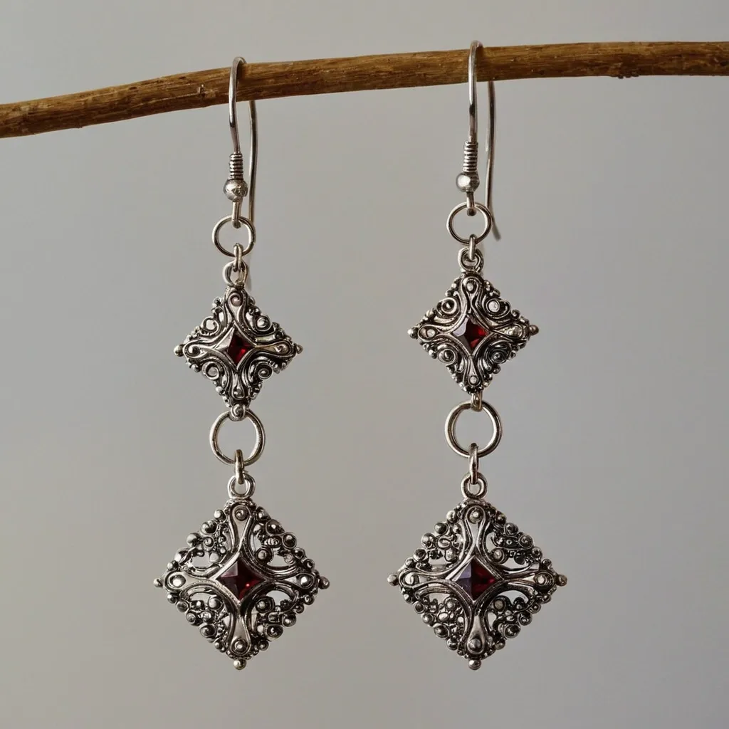 detailed photo of silver earrings