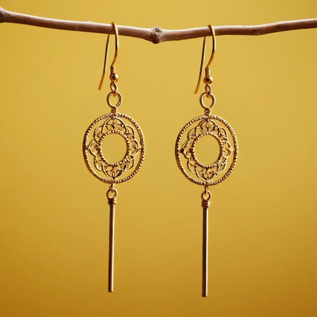 detailed photo of golden earrings