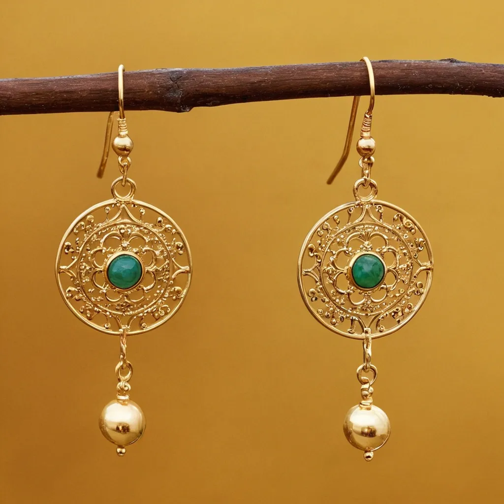 detailed photo of golden earrings