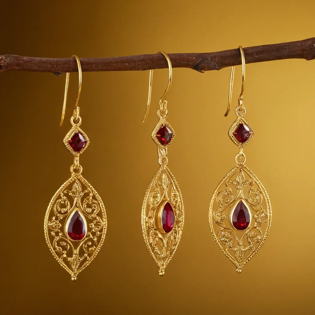 detailed photo of golden earrings