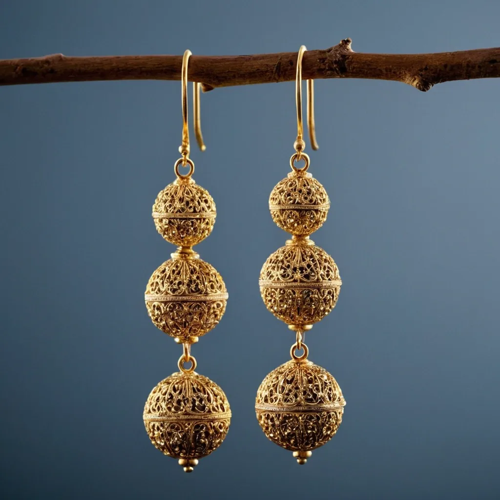 detailed photo of golden earrings
