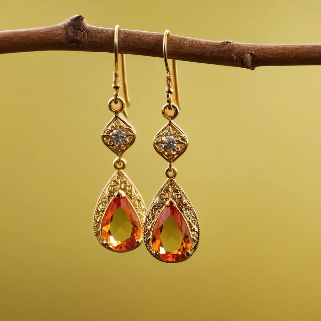 detailed photo of golden earrings