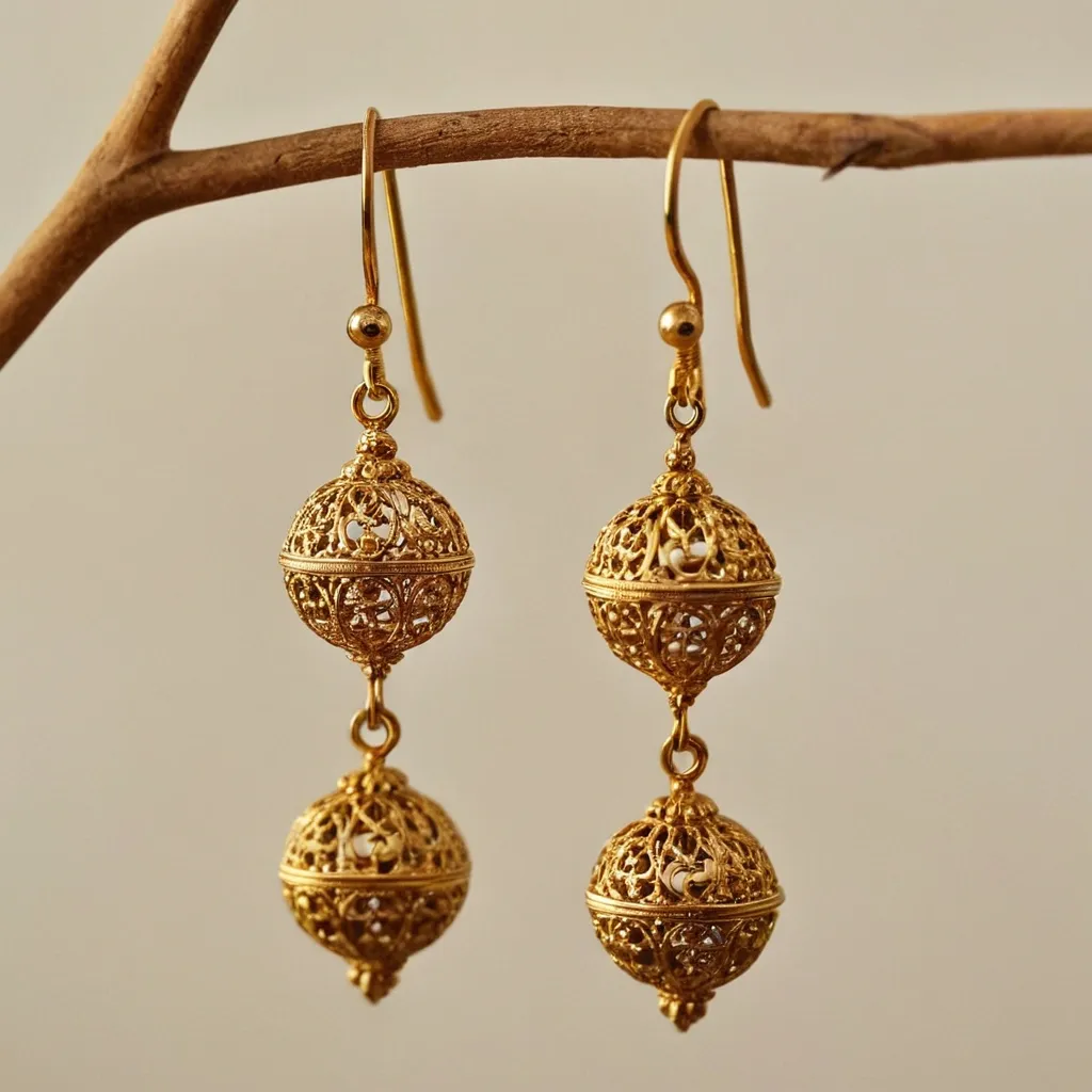 detailed photo of golden earrings