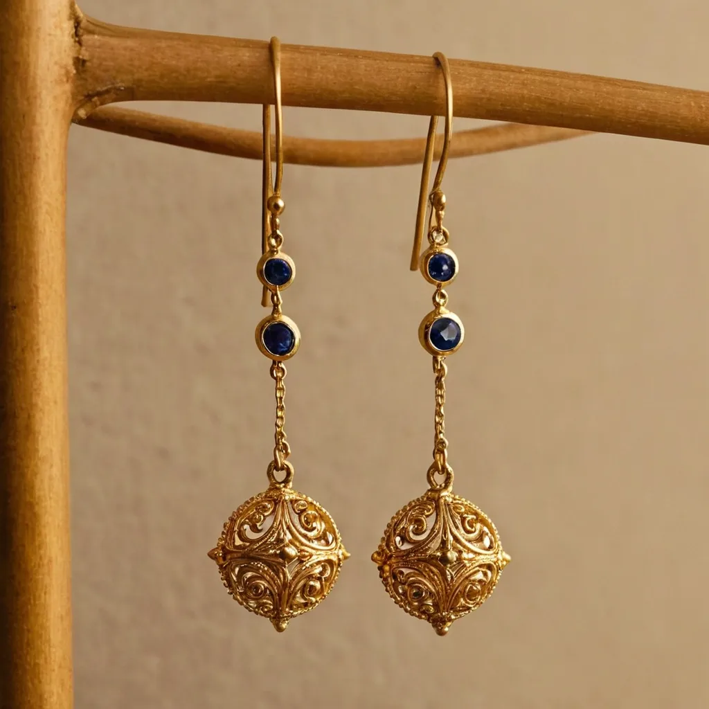 detailed photo of golden earrings