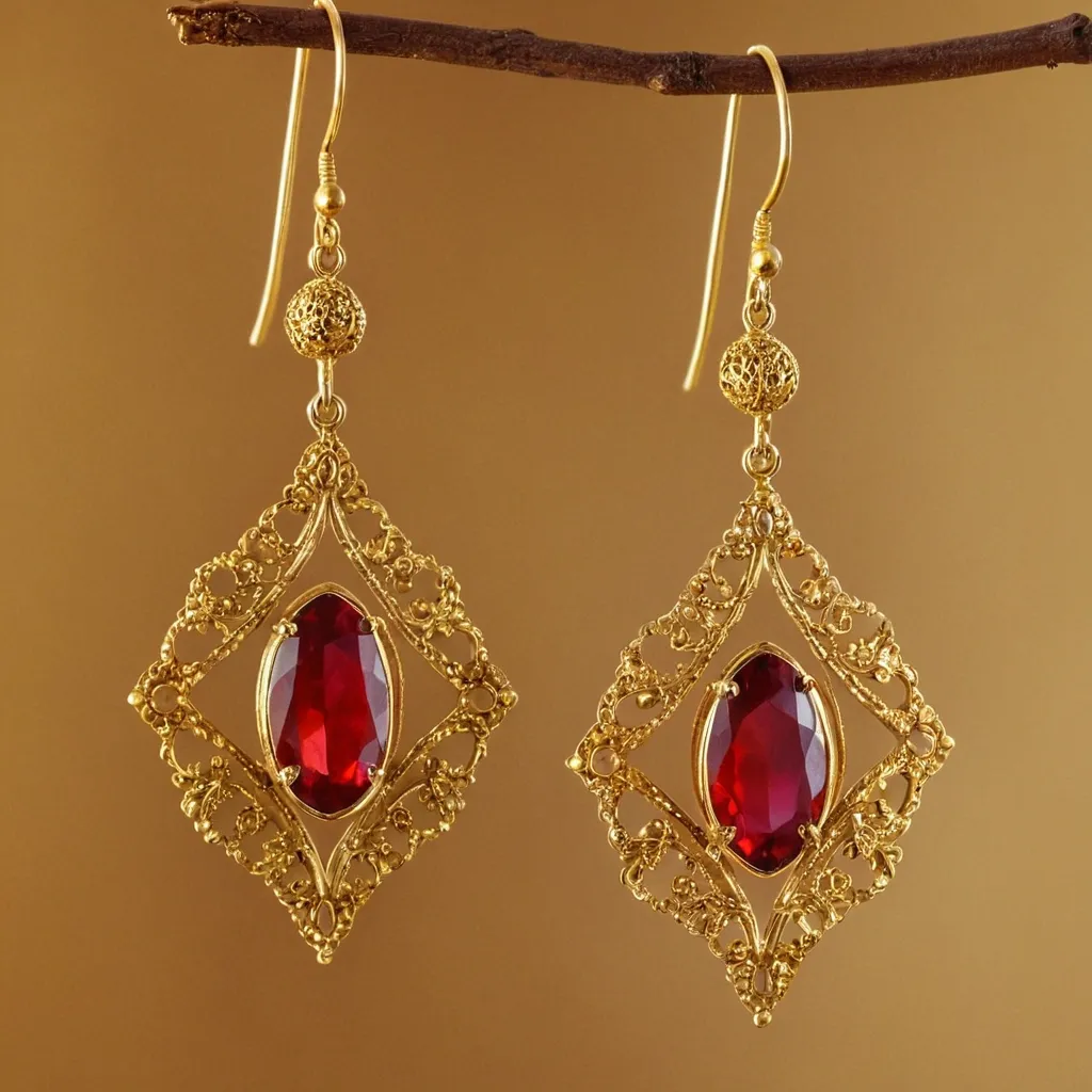 detailed photo of golden earrings