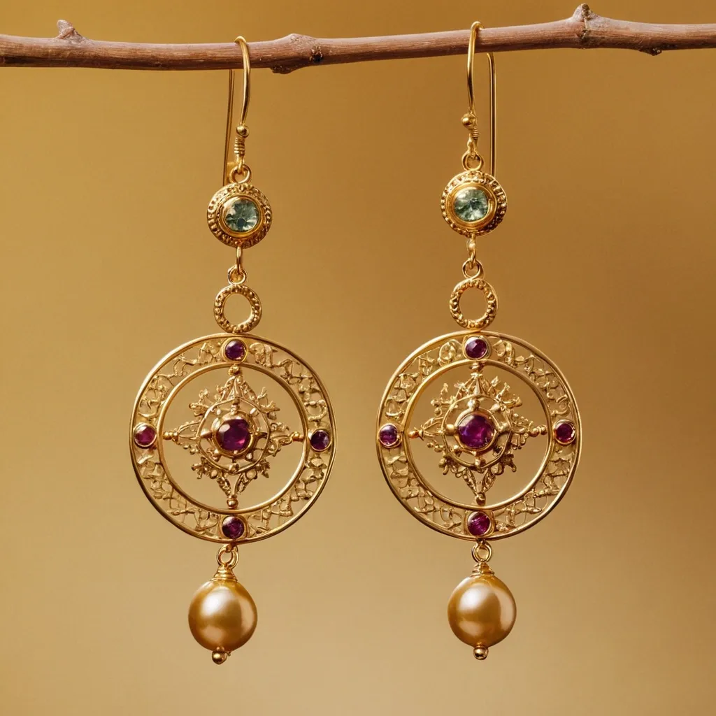 detailed photo of golden earrings