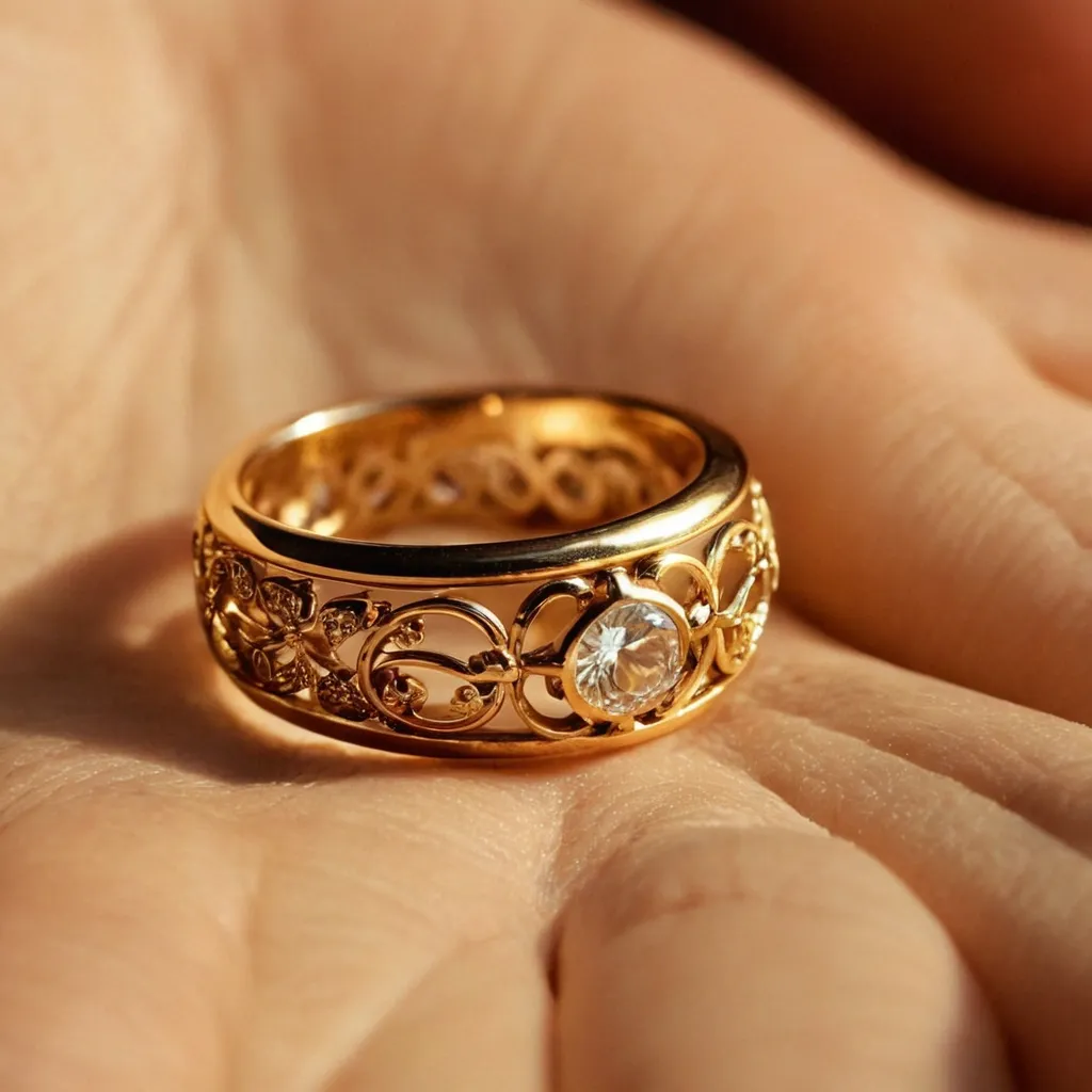 detailed photo of golden ring